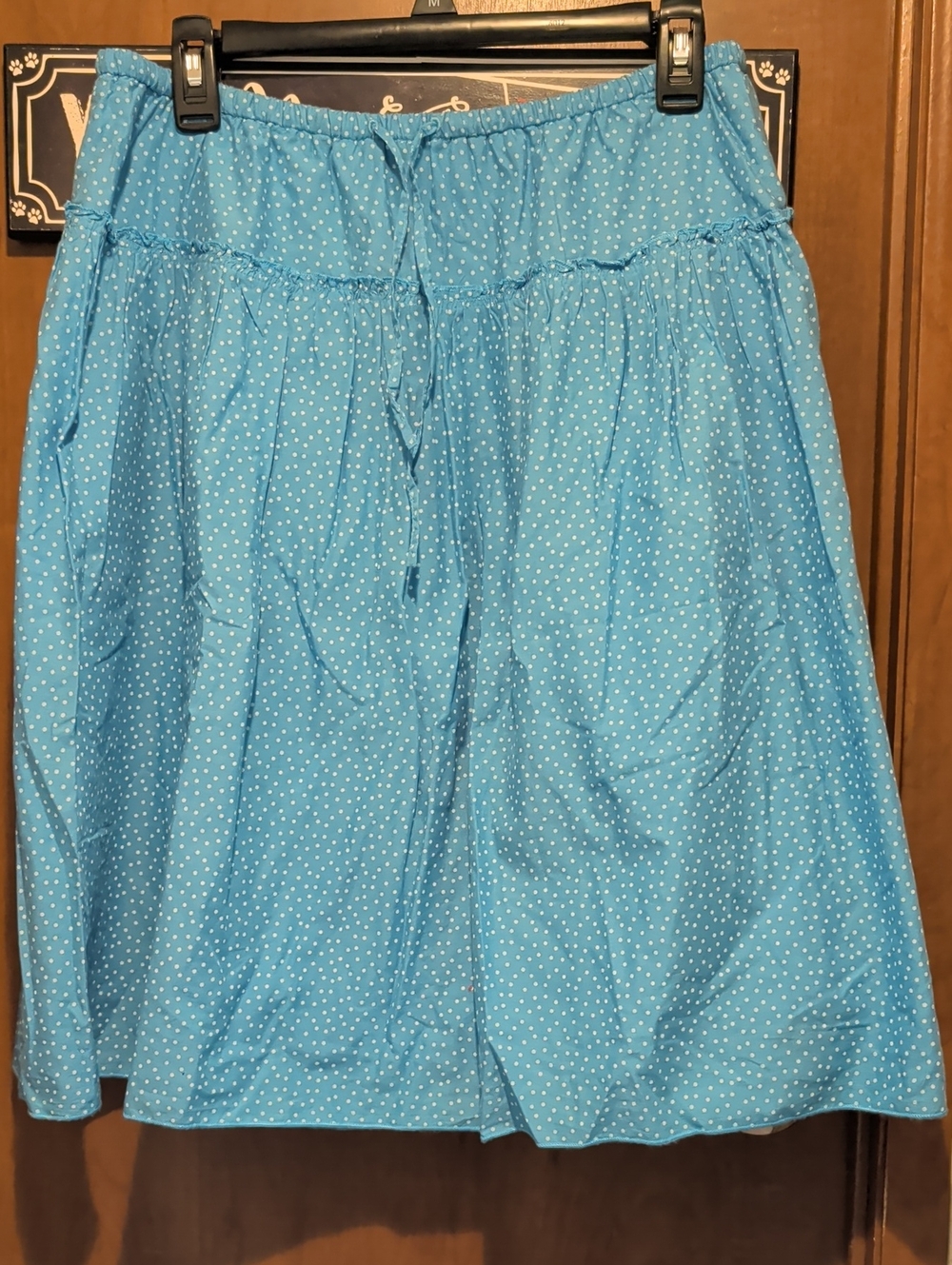 Bass Light Blue Polka Dot Midi Skirt Cotton Lined